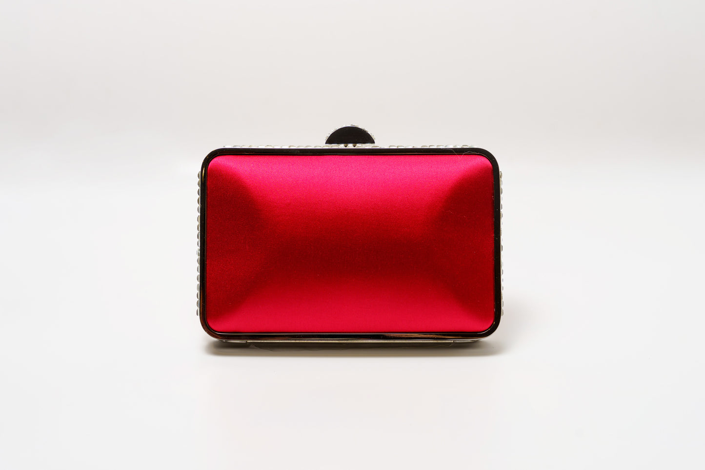 Red Satin Clutch with Jewelled Detail