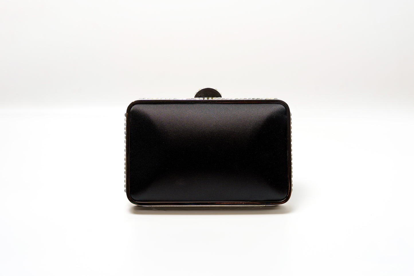 Black Satin Clutch with Jewelled Detail