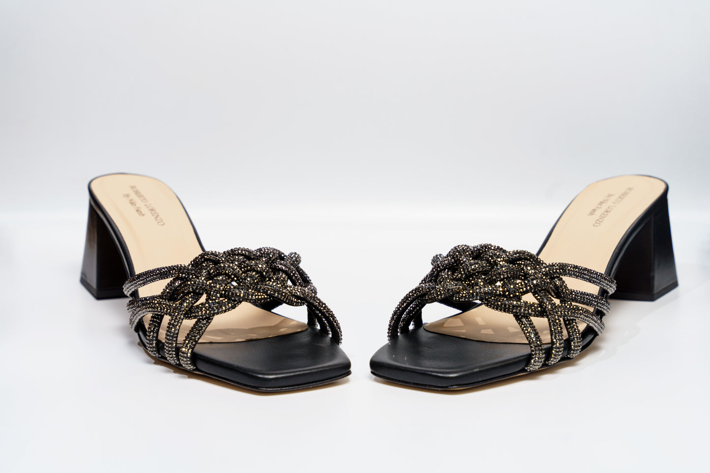 Black Basket Woven Mule