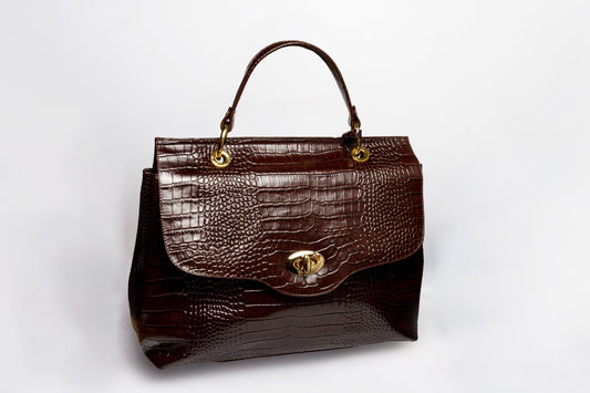 Verona Croc-Textured Tote