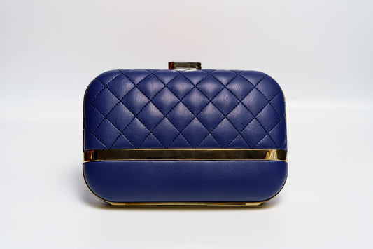 Navy Blue Quilted Luxe Clutch