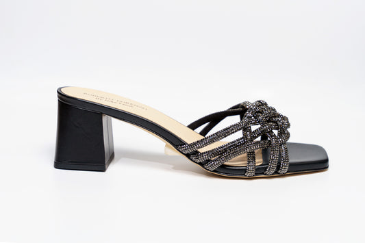 Black Basket Woven Mule