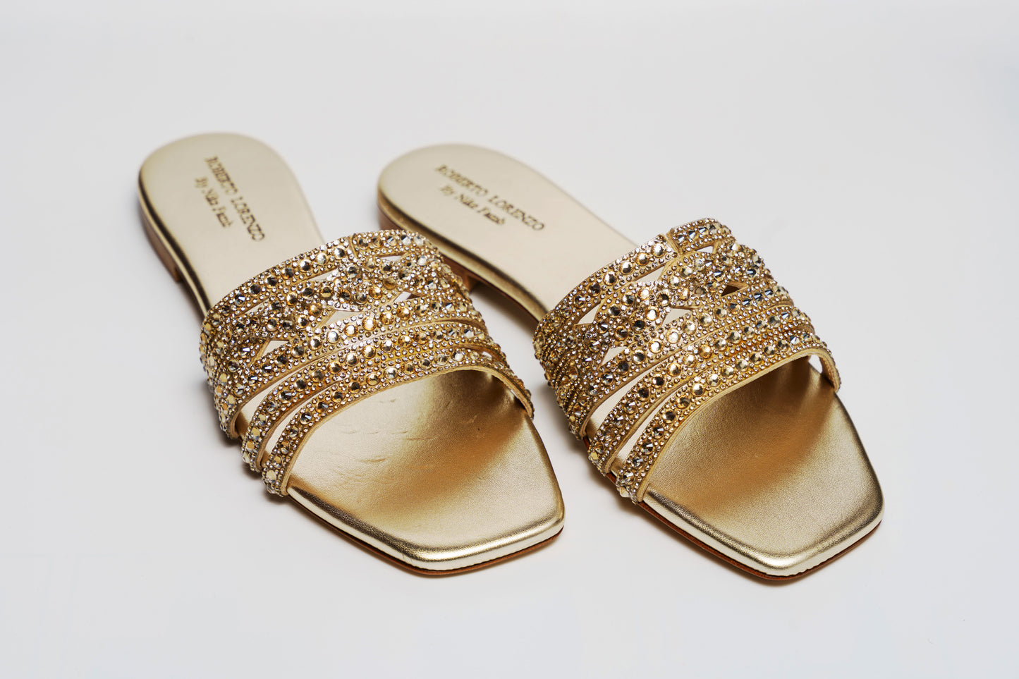 Gold Jewelled Plantino Flat Sandals