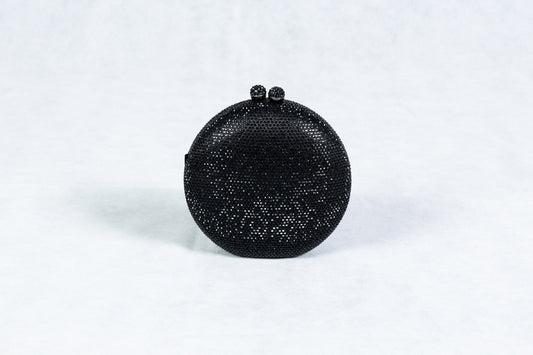 Black Circle Embellished Clutch Bag