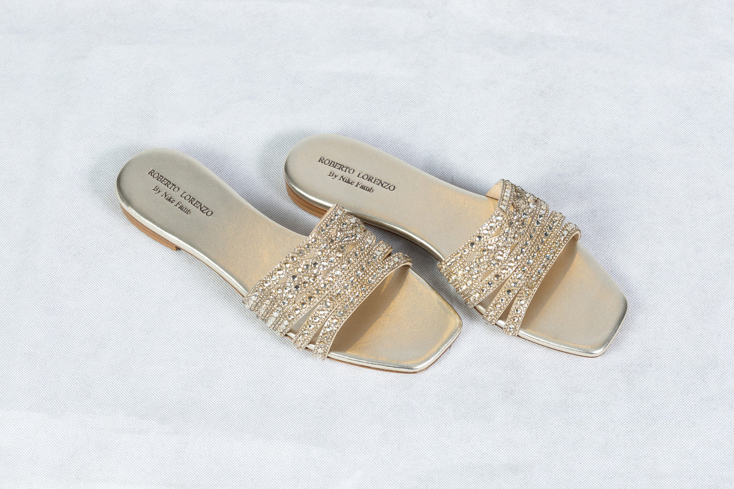 Gold Jewelled Plantino Flat Sandals